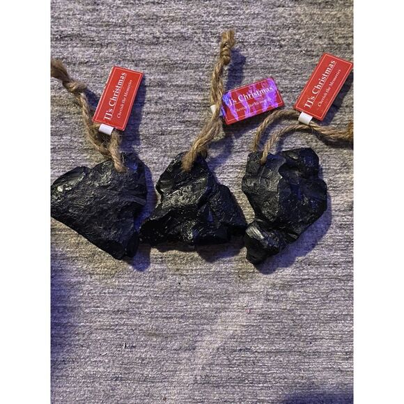 Piece Of Coal On Twine Christmas Tree Ornament - Picture 1 of 1